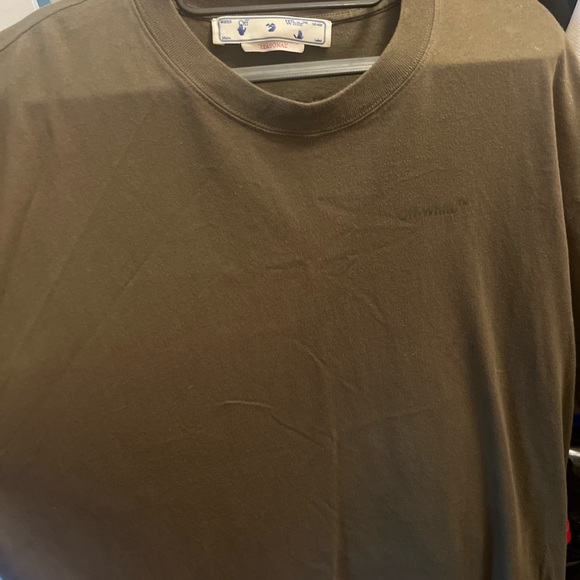 Off-white olive green diagonal tee-seasonal release - Picture 2 of 5